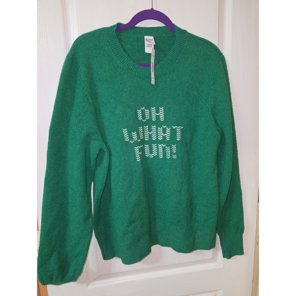 New Victoria's Secret PINK sweater green OH WHAT FUN winter, St Paddy's XL
